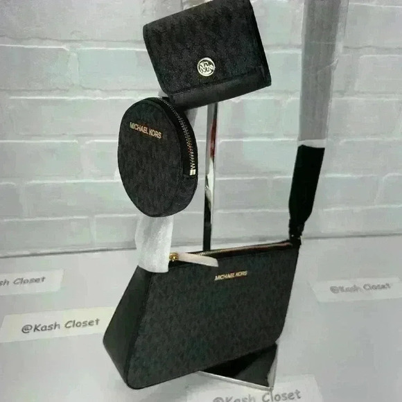 Michael Kors Tech Attach Crossbody Bag JST Coin Purse Airpod Case Black - Picture 4 of 6